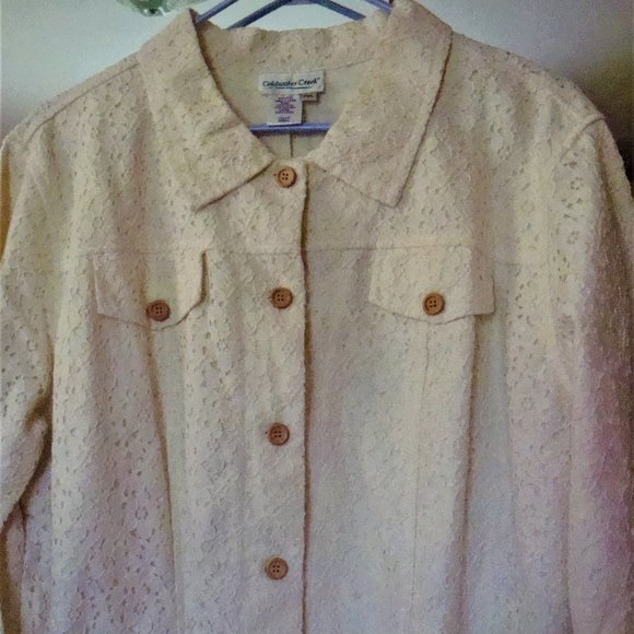 Woman's tan Coldwater Creek wood buttons - Picture 3 of 4